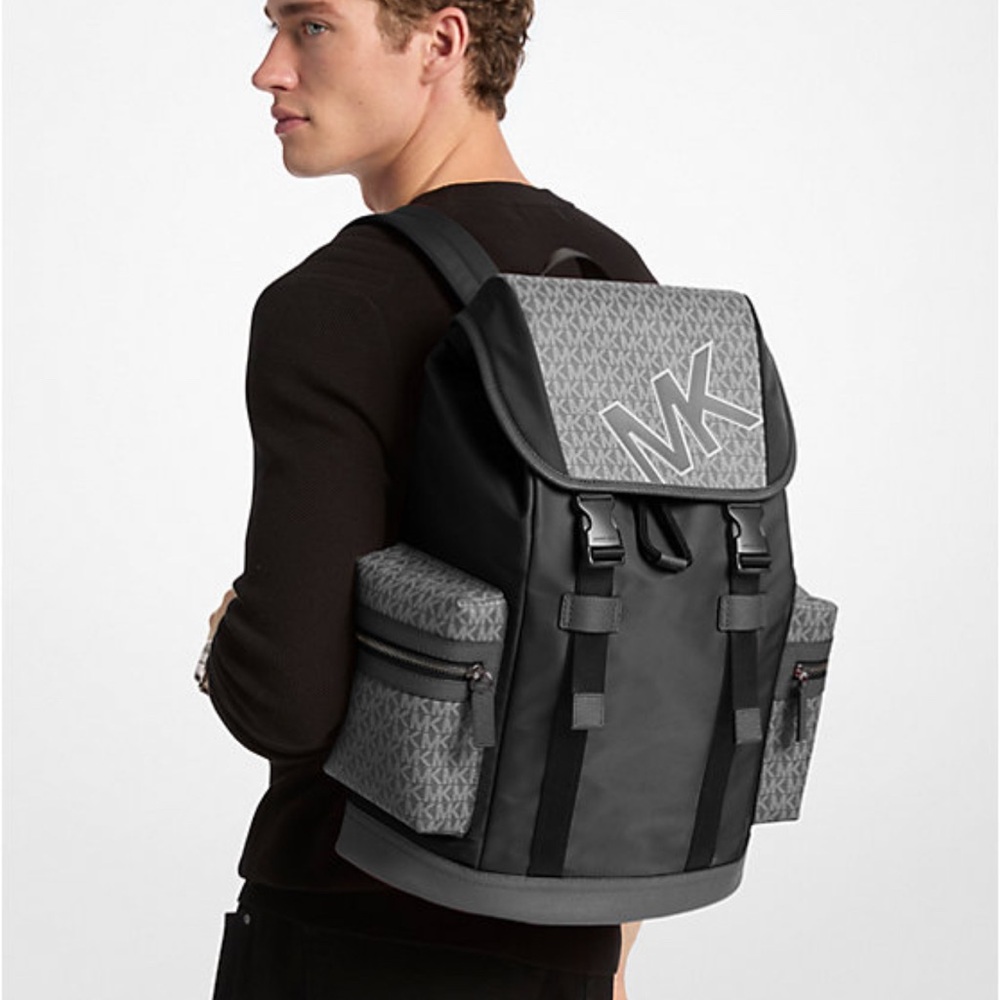 Men's city  Michael Kors Backpack logo black/gray  NWT
